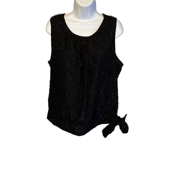 Melissa Paige Tops - Melissa Paige black glitter tie bottom fuzzy top size L